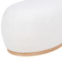 ROVIK - Pouf Ovale en Tissu Bouclé Blanc Socle en MDF