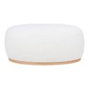 ROVIK - Pouf Ovale en Tissu Bouclé Blanc Socle en MDF