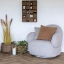 SWIVEL - Fauteuil en Tissu Bouclé Texturé Gris Clair Pivotant