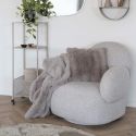 SWIVEL - Fauteuil en Tissu Bouclé Texturé Gris Clair Pivotant