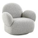 SWIVEL - Fauteuil en Tissu Bouclé Texturé Gris Clair Pivotant