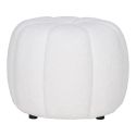 PUMBA - Pouf Rond en Tissu Bouclé Blanc Pieds MDF