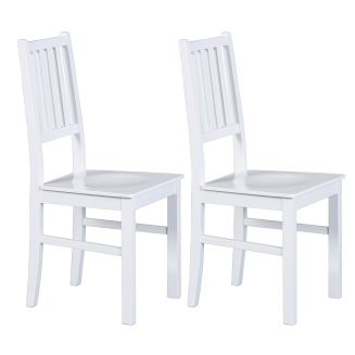 LUCAIN - Lot de 2 Chaises en Bois Massif Blanc