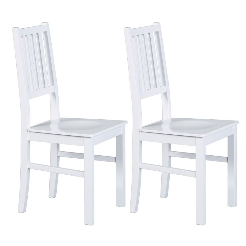 LUCAIN - Lot de 2 Chaises en Bois Massif Blanc