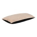 MILLA - Coussin Déco 60x30 cm Recto Rayé Velours Beige et Verso Noir