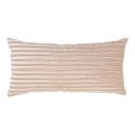 MILLA - Coussin Déco 60x30 cm Recto Rayé Velours Beige et Verso Noir