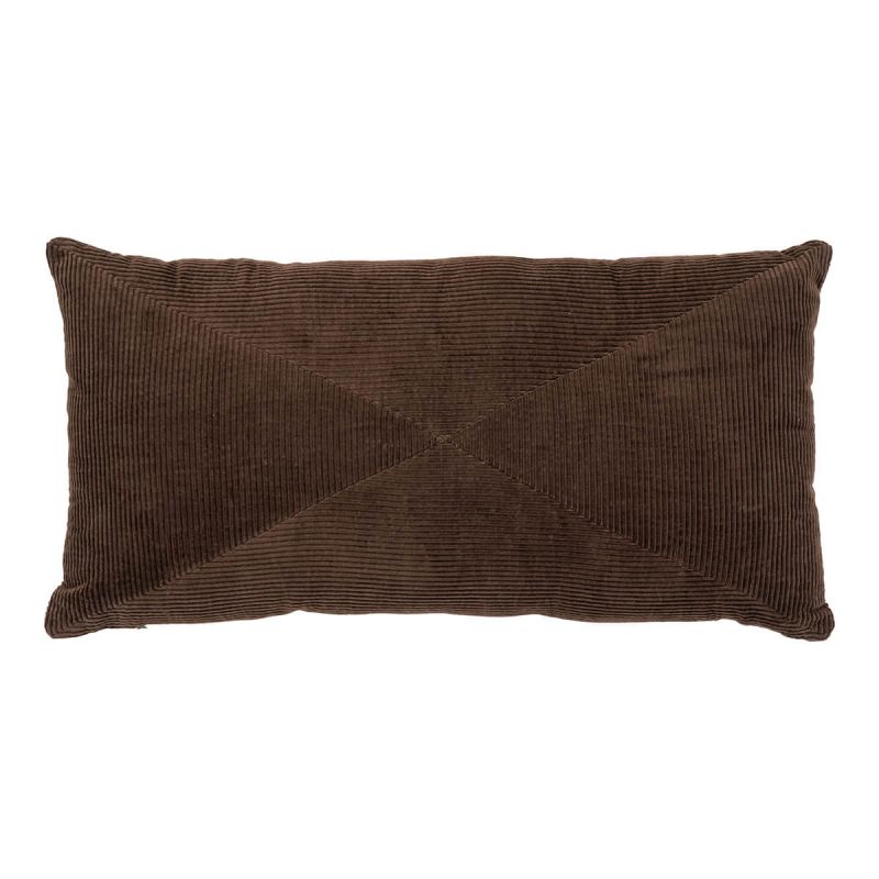 RAYMOND - Coussin Déco 60x30 cm Velours Marron