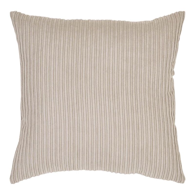 AUREL - Coussin Déco Carré Rayé Velours Sable