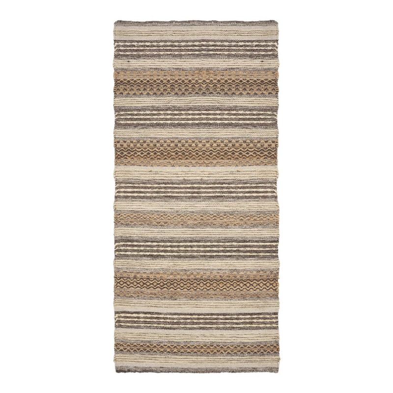 GUISPO - Tapis de couloir Jute et Laine Tissé à la Main 80x180 cm Beige et Marron