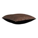 MILENE - Coussin Déco Carré Recto Rayé Velours Marron et Verso Noir