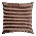 MILENE - Coussin Déco Carré Recto Rayé Velours Marron et Verso Noir