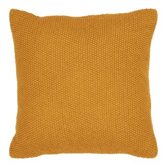 KAPAS - Coussin Déco Carré 100% Coton Recyclé Jaune Moutarde