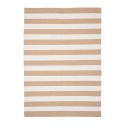 RUDY - Tapis 140x200cm PET Recyclé Rayé Beige et Blanc