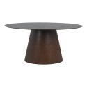 CARACAS - Table Ovale 160cm Pied Central MDF Placage Noyer