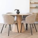 CARACAS - Table Ronde 120cm Pied Central MDF Placage Frêne