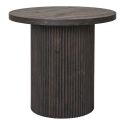 ANKARA - Table d'appoint Ronde Pied Central Relief MDF Effet bois foncé