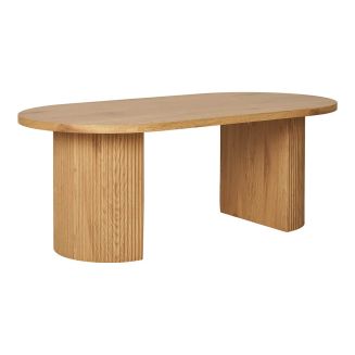 ANKARA - Table basse Ovale Pieds Relief MDF Effet bois naturel