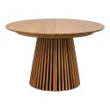 DUBLIN - Table Extensible Ronde Pied Central Relief MDF Placage Chêne clair