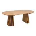 DUBLIN - Table Extensible Ronde Pied Central Relief MDF Placage Chêne clair