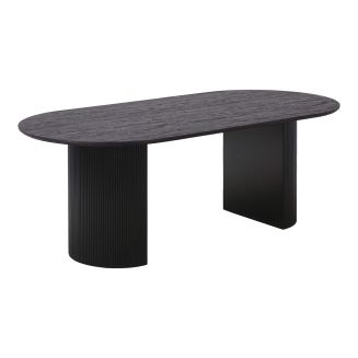 ANKARA - Table repas Ovale Pieds Relief MDF Effet bois foncé