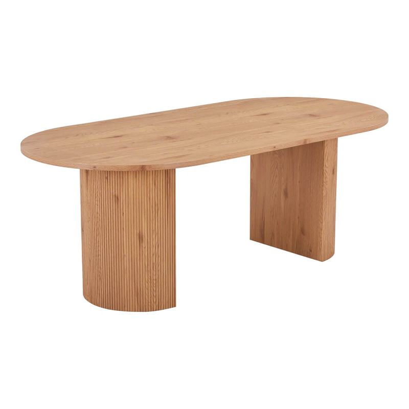 ANKARA - Table repas Ovale Pieds Relief MDF Effet bois naturel