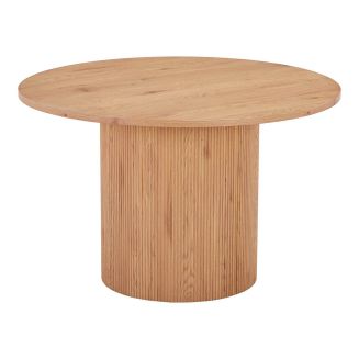 ANKARA - Table repas Ronde 120cm Pieds Relief MDF Effet bois naturel