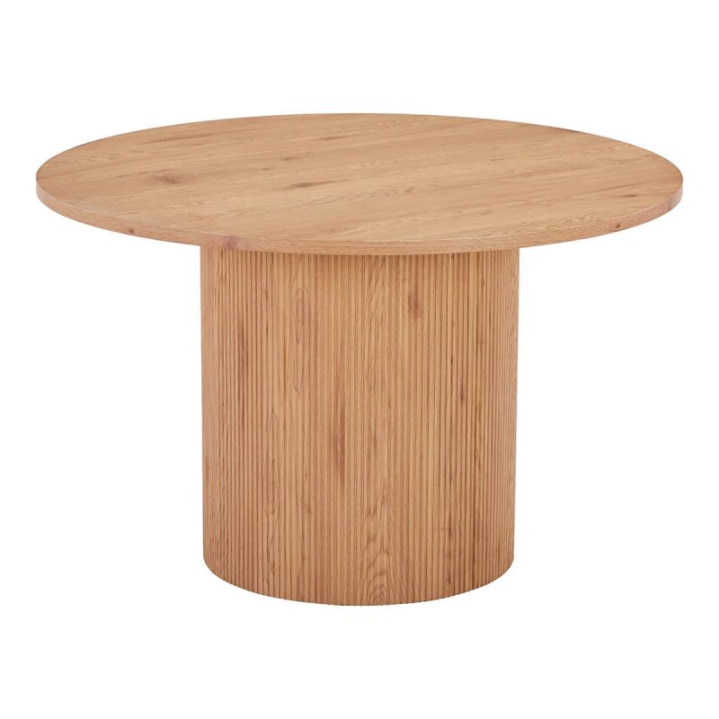 ANKARA - Table repas Ronde 120cm Pieds Relief MDF Effet bois naturel