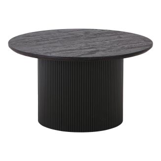 ANKARA - Table basse Ronde 80cm Pieds Relief MDF Effet bois foncé