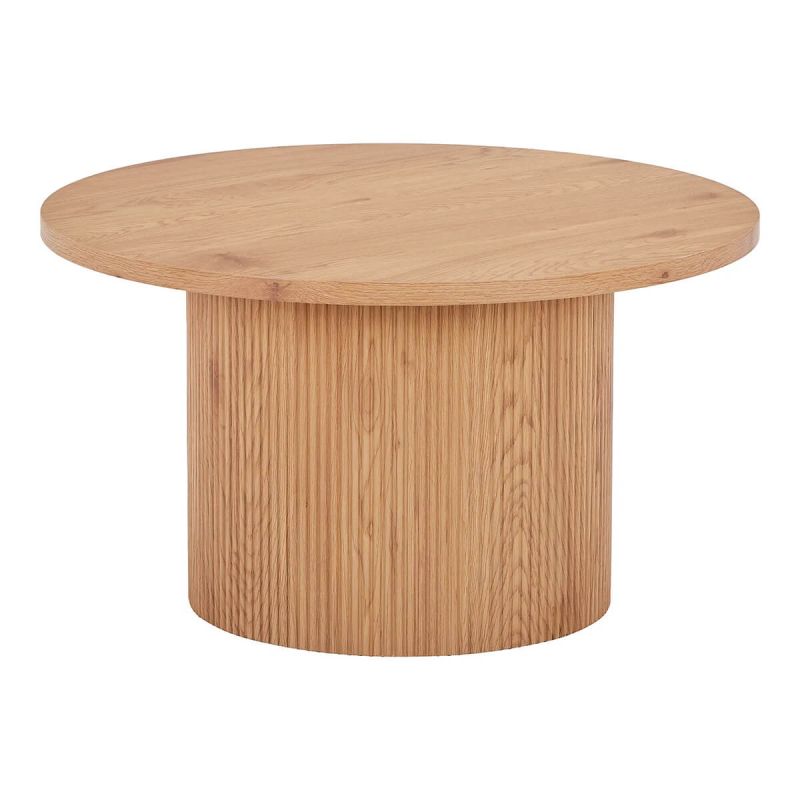 ANKARA - Table basse Ronde 80cm Pieds Relief MDF Effet bois naturel