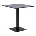 BISTRO - Table Carrée Plateau Mélaminé Noir Pied Central Métal Noir