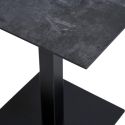 BISTRO - Table Carrée Plateau Mélaminé Noir Pied Central Métal Noir