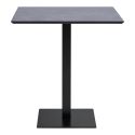 BISTRO - Table Carrée Plateau Mélaminé Noir Pied Central Métal Noir