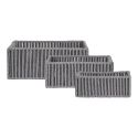 ALINE - Lot de 3 Panières Rectangulaires en Métal et Coton Gris