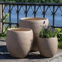 MOKIH - Lot de 3 Jardinières Marron en Fibre d'Argile