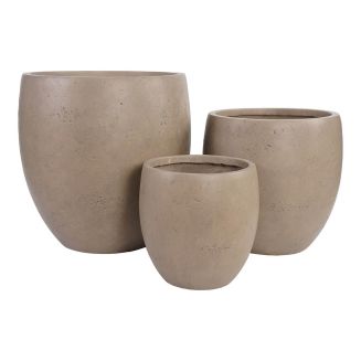 MOKIH - Lot de 3 Jardinières Marron en Fibre d'Argile