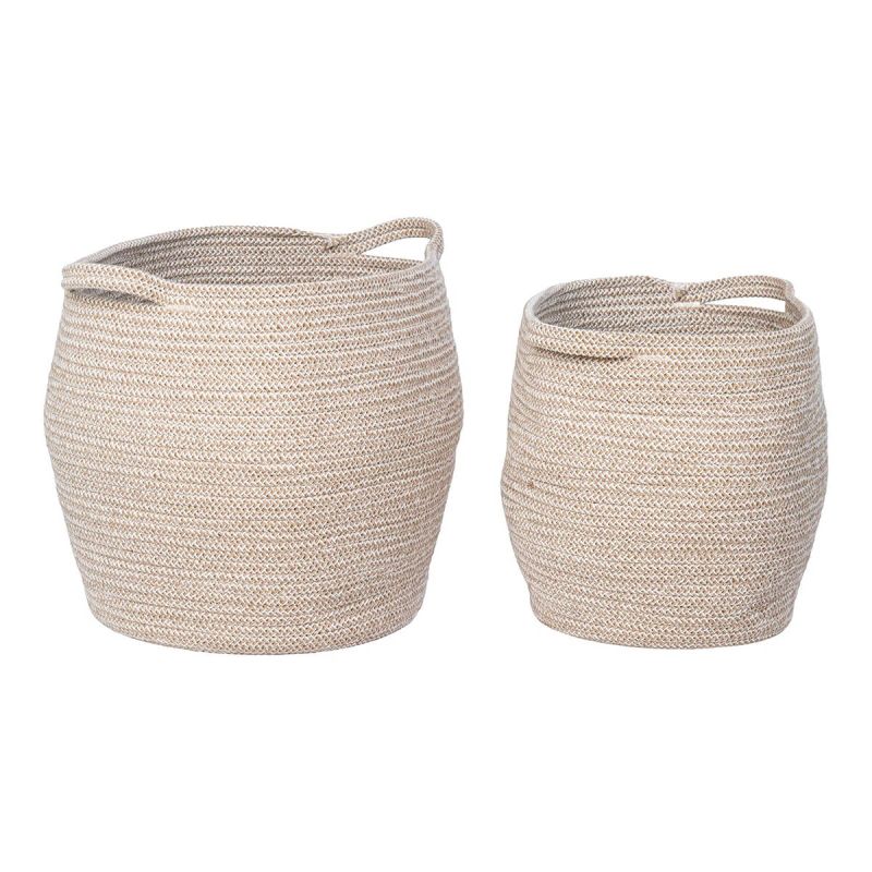 ALYSÉE - Lot de 2 Paniers en Coton Beige avec Anse