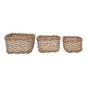 NOELIE - Lot de 3 Paniers Tressé en Fibres Naturelles Marron et Blanc