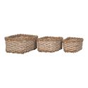 NOELIE - Lot de 3 Paniers Tressé en Fibres Naturelles Marron et Blanc