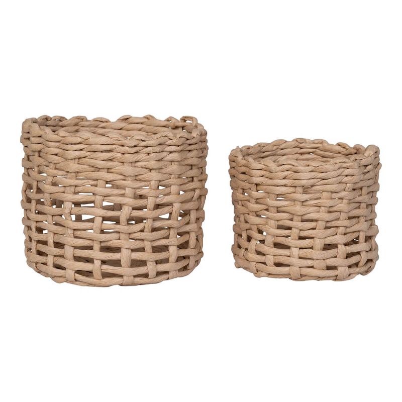 PENELOPE - Lot de 2 Paniers Ronds en Papier Imitation Rotin