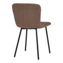 LASLO - Lot de 2 Chaises Tissu Bouclé Marron Pieds Métal Noir