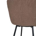 LASLO - Lot de 2 Chaises Tissu Bouclé Marron Pieds Métal Noir