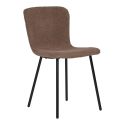 LASLO - Lot de 2 Chaises Tissu Bouclé Marron Pieds Métal Noir