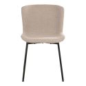 LESLI - Lot de 2 Chaises Tissu Bouclé Beige Pieds Métal Noir