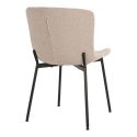 LESLI - Lot de 2 Chaises Tissu Bouclé Beige Pieds Métal Noir