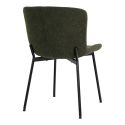 LESLI - Lot de 2 Chaises Tissu Bouclé Vert foncé Pieds Métal Noir