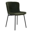 LESLI - Lot de 2 Chaises Tissu Bouclé Vert foncé Pieds Métal Noir