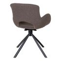 HERMOS - Lot de 2 Fauteuils de Table Tissu Bouclé Taupe Pied Pivotant Métal Noir