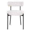 LOANA - Lot de 2 Chaises Tissu Bouclé Blanc Chiné Dossier et Pieds Métal Noir