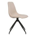 JACOB - Lot de 2 Chaises Tissu Beige Chiné Pied Pivotant Métal Noir