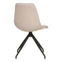 JACOB - Lot de 2 Chaises Tissu Beige Chiné Pied Pivotant Métal Noir